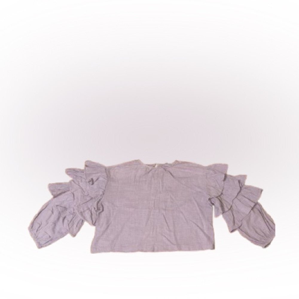 Oliviaceous Khaki color crop blouse with ruffle sleeves size Large